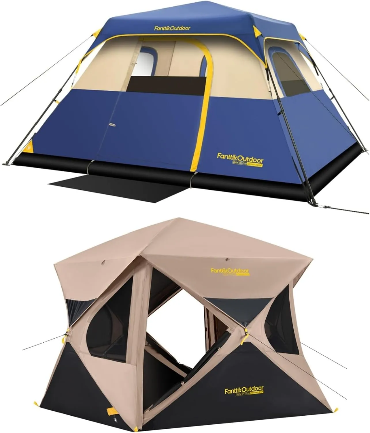 FanttikOutdoor Alpha C4 Ultra Camping Tent 4 Person Pop Up & Zeta C6 Pro Camping Tent
