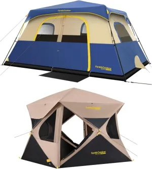 FanttikOutdoor Alpha C4 Ultra Camping Tent 4 Person Pop Up &Zeta C10 Pro Camping Tent