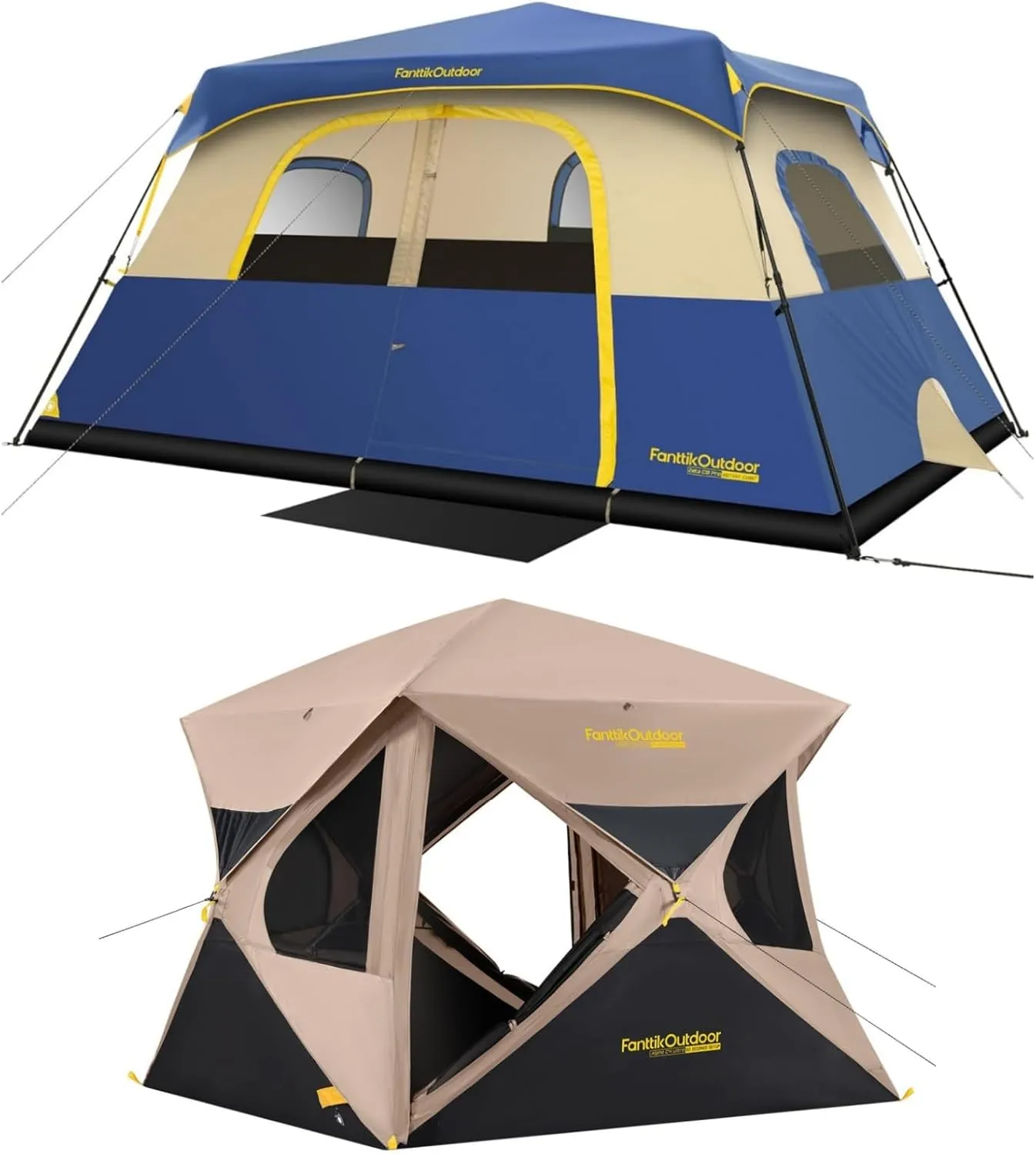 FanttikOutdoor Alpha C4 Ultra Camping Tent 4 Person Pop Up &Zeta C10 Pro Camping Tent