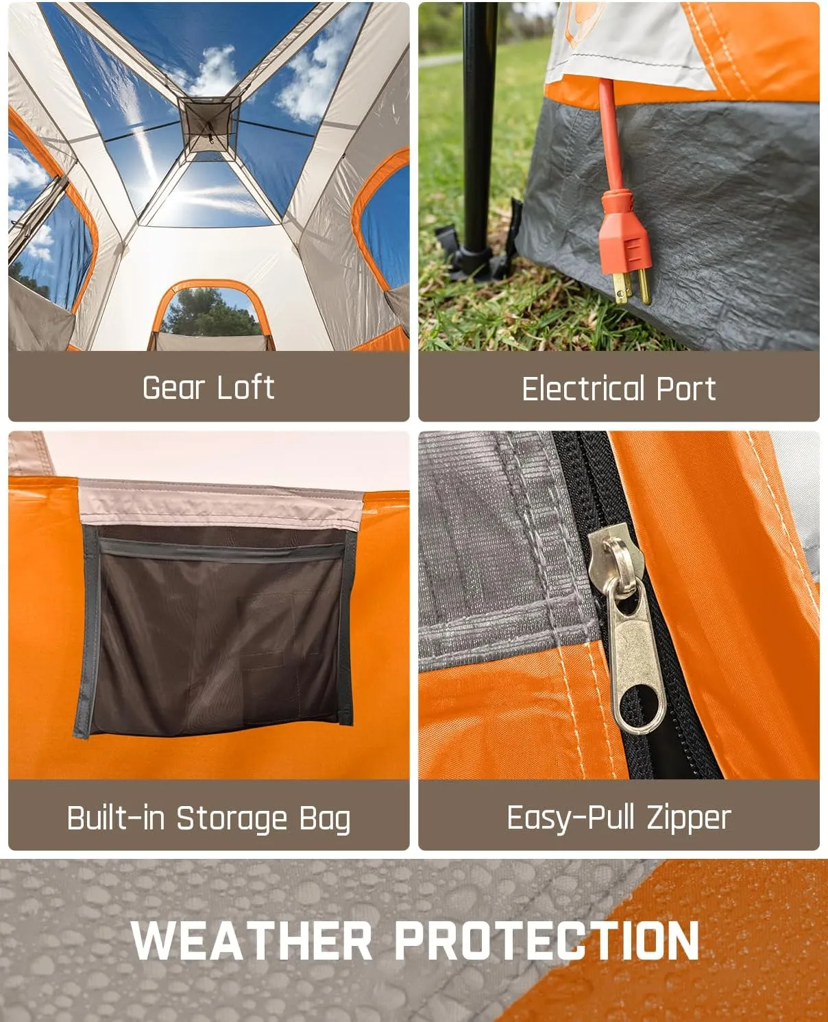 FanttikOutdoor Camping Tent 4/6/8/10 Person Instant Cabin Tent Setup in 60 Seconds with Rainfly & Windproof Portable with Carry Bag for Family Camping & Hiking