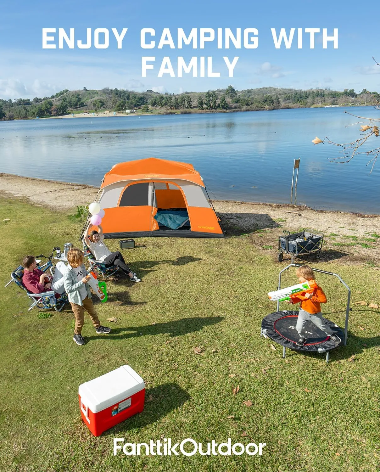 FanttikOutdoor Camping Tent 4/6/8/10 Person Instant Cabin Tent Setup in 60 Seconds with Rainfly & Windproof Portable with Carry Bag for Family Camping & Hiking
