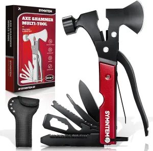 Fathers Day Gifts for Dad, 15-in-1 Multitool Axe Hatchet, Cool Gadgets Camping Accessories Multitool Must Haves for Adults Men, Birthday Gifts for Men, Gifts for Him, Women, Red