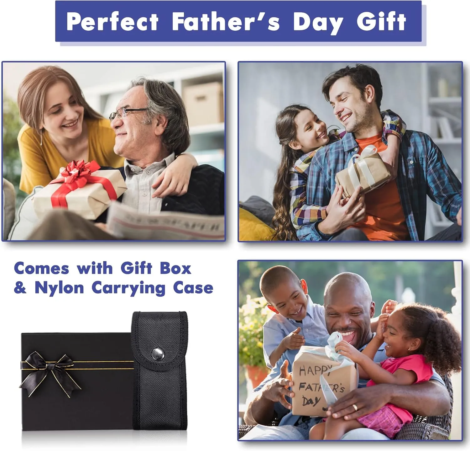 Father's Day Gifts for Men from Daughter Son Wife, Hammer Multitool Cool Gadgets Multi Tool with Gift Box Carrying Case Birthday Stocking Stuffers for Husband Him(Black)