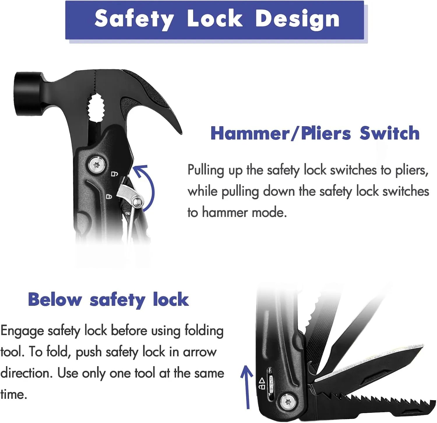 Father's Day Gifts for Men from Daughter Son Wife, Hammer Multitool Cool Gadgets Multi Tool with Gift Box Carrying Case Birthday Stocking Stuffers for Husband Him(Black)