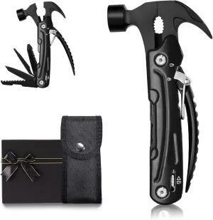 Father's Day Gifts for Men from Daughter Son Wife, Hammer Multitool Cool Gadgets Multi Tool with Gift Box Carrying Case Birthday Stocking Stuffers for Husband Him(Black)