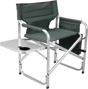 Faulkner Aluminum Director Chair with Folding Tray and Cup Holder, Green