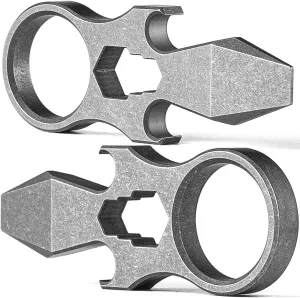 FEGVE Mini Titanium EDC Pry Bar Tool, Pocket Pry Bar, Small Prybar Keychain Multitool with Bottle Opener EDC Tool