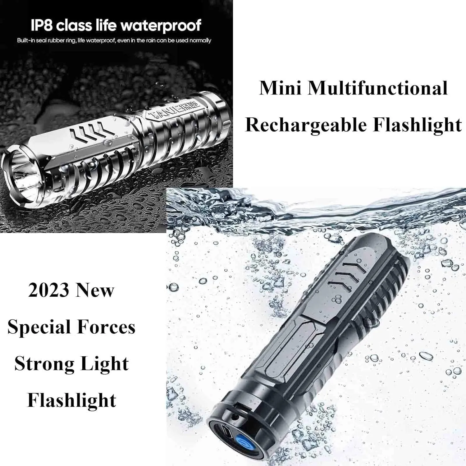 FETNHU Three-Eyed Monster Mini Flashlight, Linterna Mini Flashlight, with 3 Lighting Modes (2PCS)