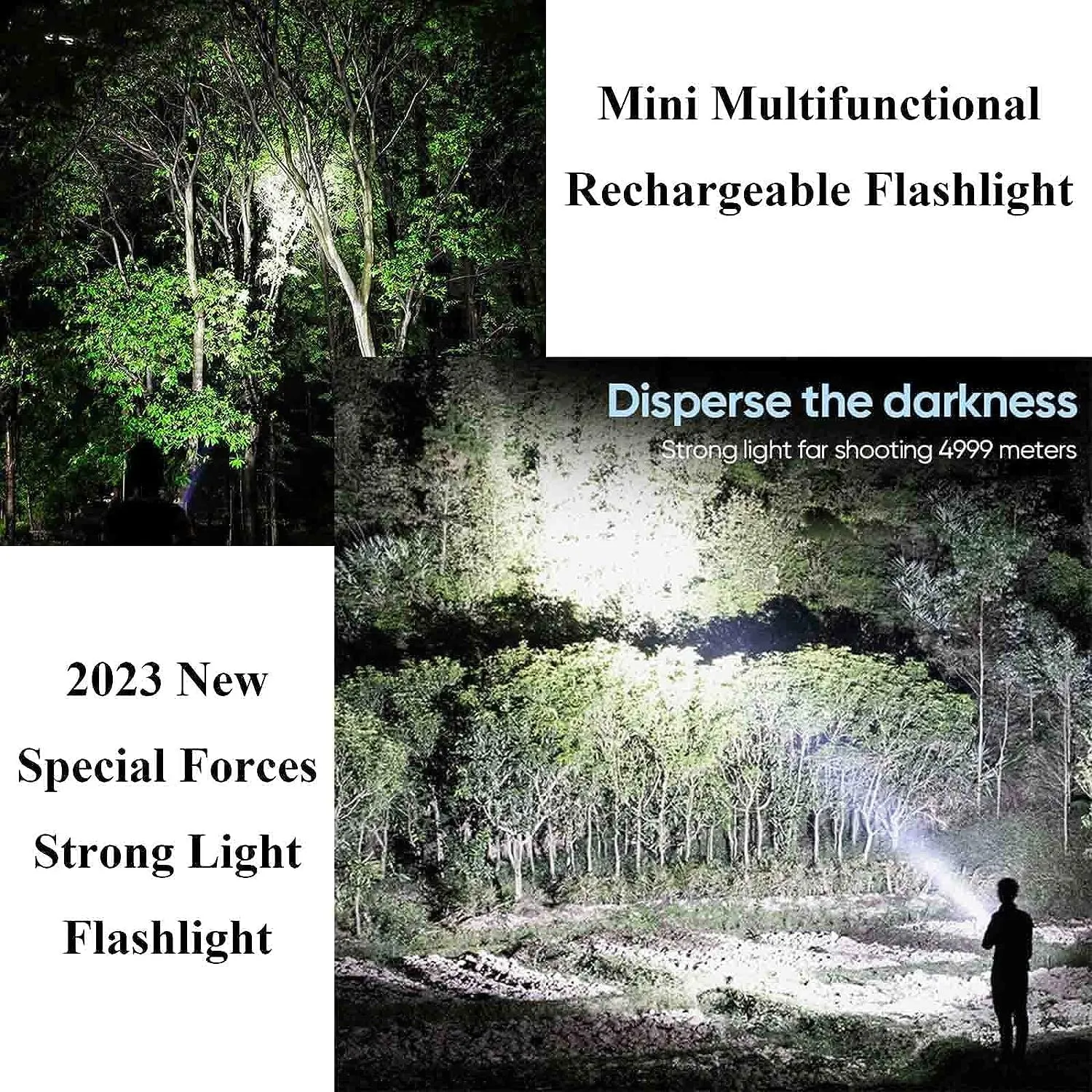 FETNHU Three-Eyed Monster Mini Flashlight, Linterna Mini Flashlight, with 3 Lighting Modes (2PCS)