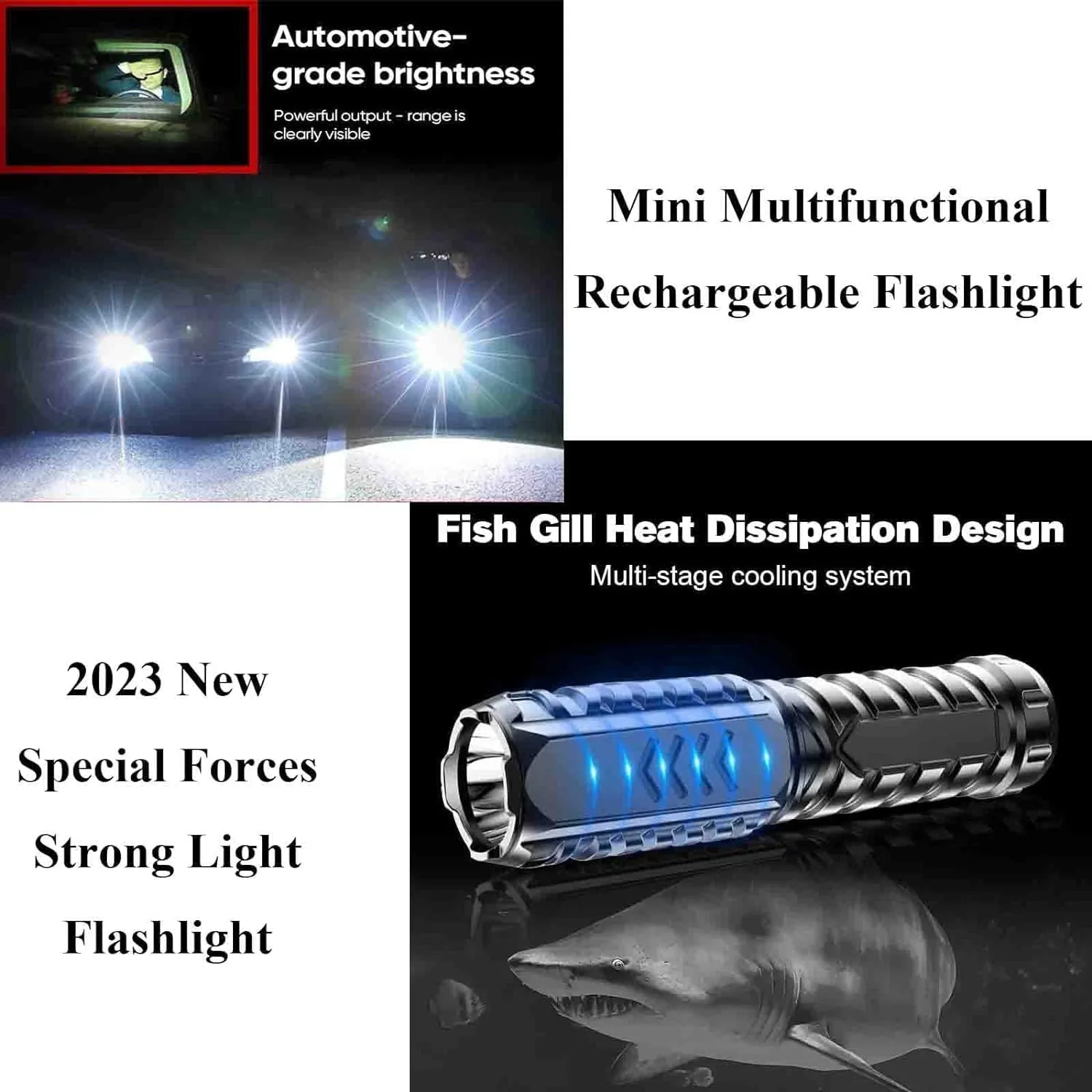 FETNHU Three-Eyed Monster Mini Flashlight, Linterna Mini Flashlight, with 3 Lighting Modes (2PCS)
