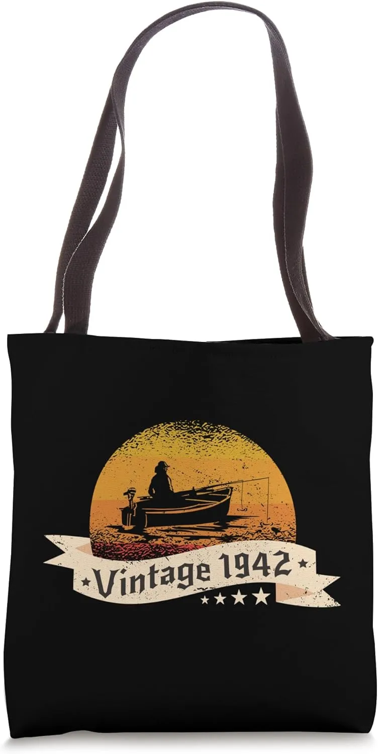 Fisher-men Vintage born 1942 Birthday Fishing-boat Fishing Tote Bag