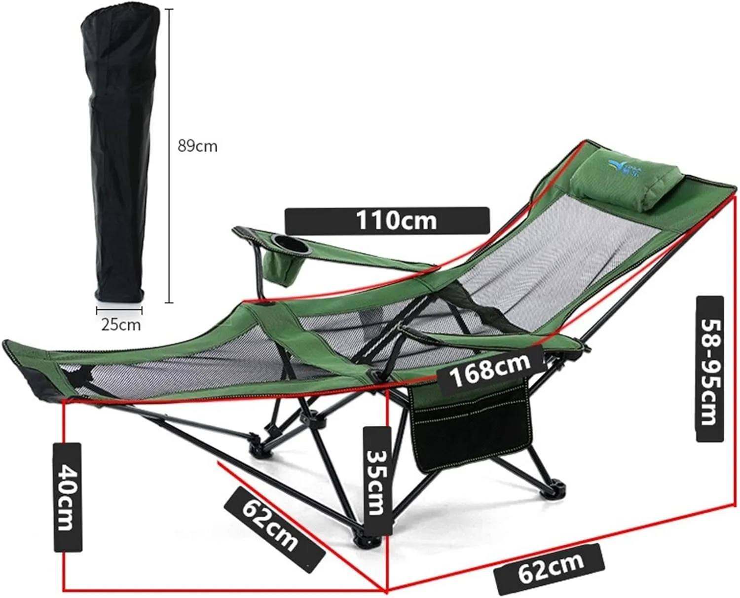 Fishing Chair Outdoor Folding Recliner Portable backrest Fishing Chair Beach Chair Leisure Lunch Break Sleeping Chair