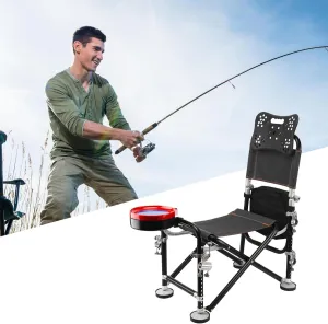 Fishing Chairs for Adults, Folding Cooler Chair, Portable Fishing Chair with Bait Tray, Adjustment Fishing Chair with Backrest Rod Holder Folding Fishing Deck Chair Fisherman Gift Black