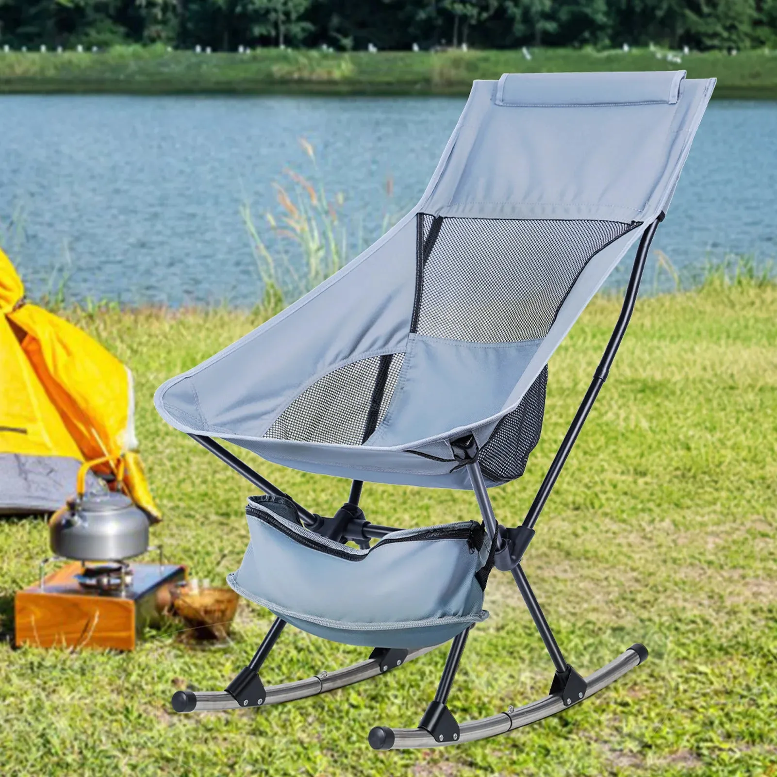 Fishing chairs Hard Arm High Back Lawn Chair Heavy Duty with Removable Headrest, for Camp, Lawn and Outdoors Hiking, fishing