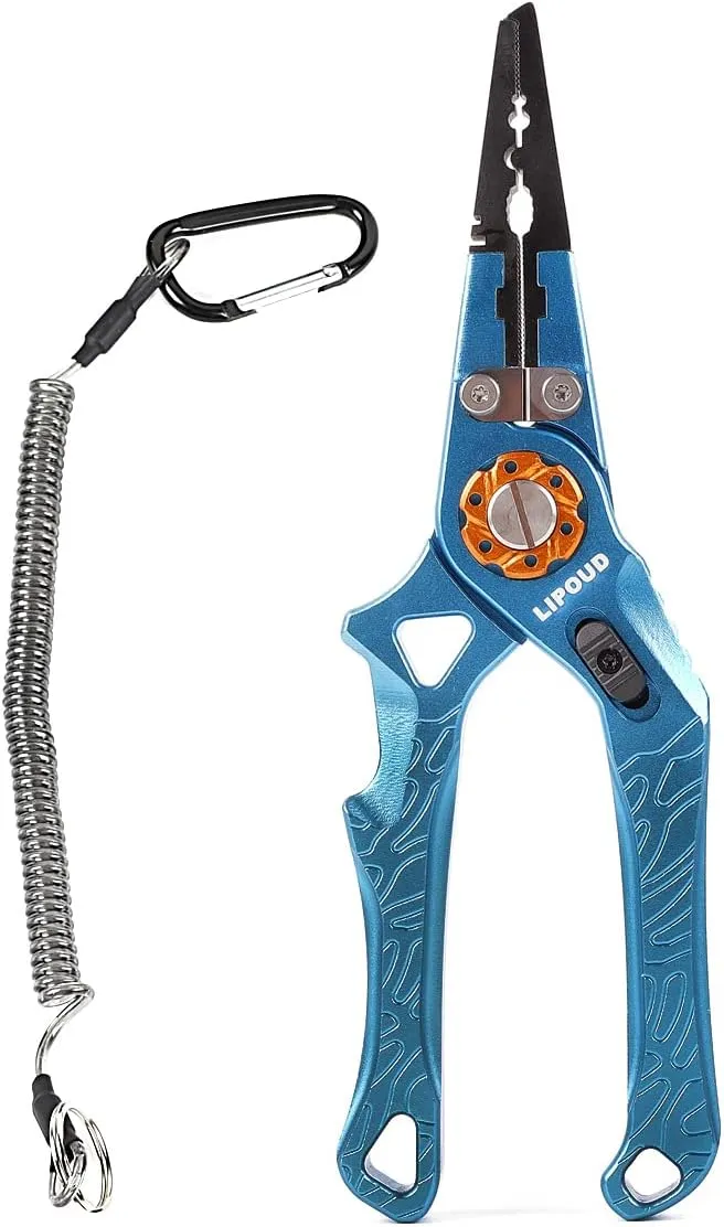 Fishing Pliers Saltwater Hook Remover Fishing Tools Split Ring Pliers Multitool Fish Pliers with Lanyard and Sheath