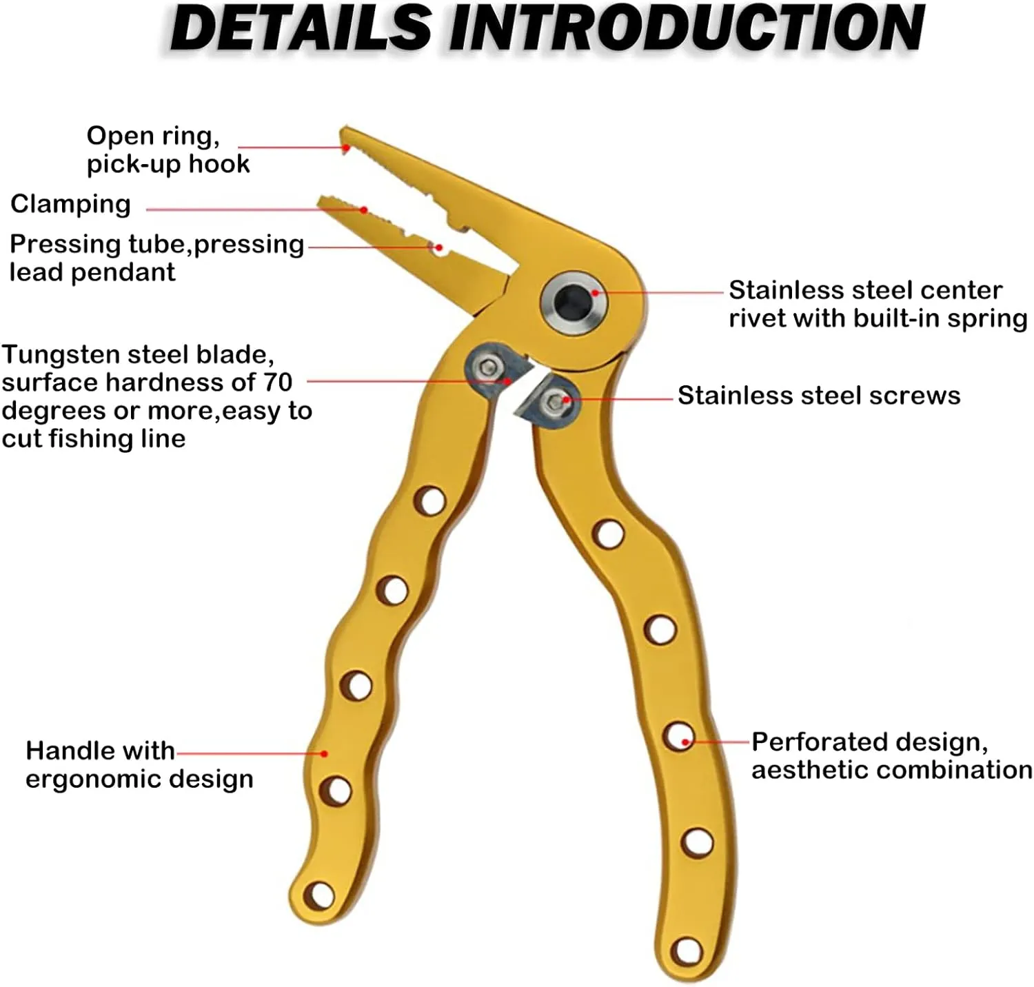 Fishing Pliers Saltwater with Blade Cutter,Aluminum Fishing Multitool Hook Remover for Split Ring,Fishing Line Cutting and Hook Removal-Never Rust,Fishing Gear Gifts for Men