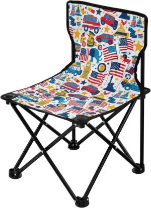 Flag Toys 4th of July Independence Day Packable Ultralight Camp Chair Lightweight Beach Chair Backpack Includes Carry Bag Ice Fishing Chair with Back for Ice Fishing Camp