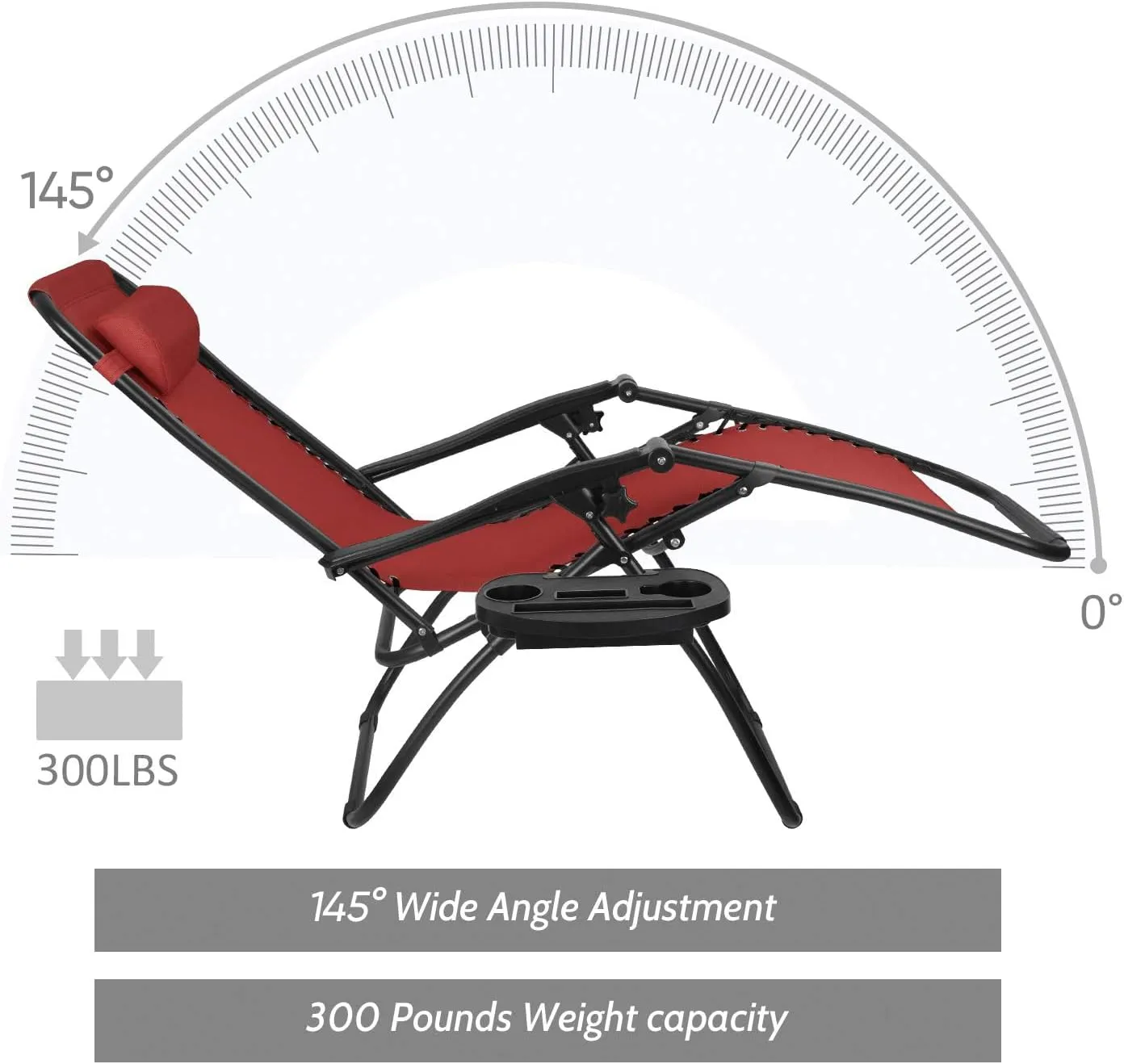 Flamaker Patio Zero Gravity Chair Outdoor Folding Lounge Chair Recliners Adjustable Lawn Lounge Chair with Pillow for Poolside, Yard and Camping (Red)