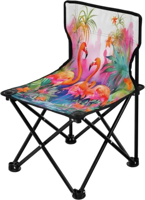 Flamingos Palm Camping Chairs Lightweight Folding Chairs Portable Lawn Chairs,Carry Bag Included for Outdoor Camp Hiking, Beach, and Picnics