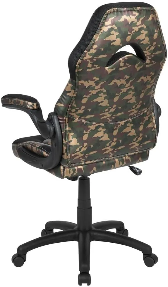 Flash Furniture X10 Gaming Chair Racing Office Ergonomic Computer PC Adjustable Swivel Chair with Flip-up Arms, Camouflage/Black LeatherSoft