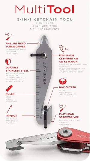 Flat Head Screwdriver, KeySmart MultiTool - 4-in-1 Multi-Purpose Keychain Tool with Box Cutter, Pry Bar