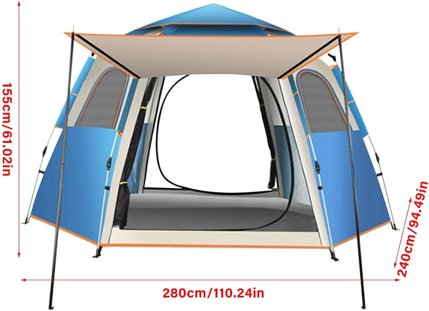 FLEXMAN Camping Tent, Oxford Cloth Automatic Pop Up Waterproof Double Layer Family Tent, Rainproof Waterproof All Weather Tent for Hiking Traveling Backpacking Fishing