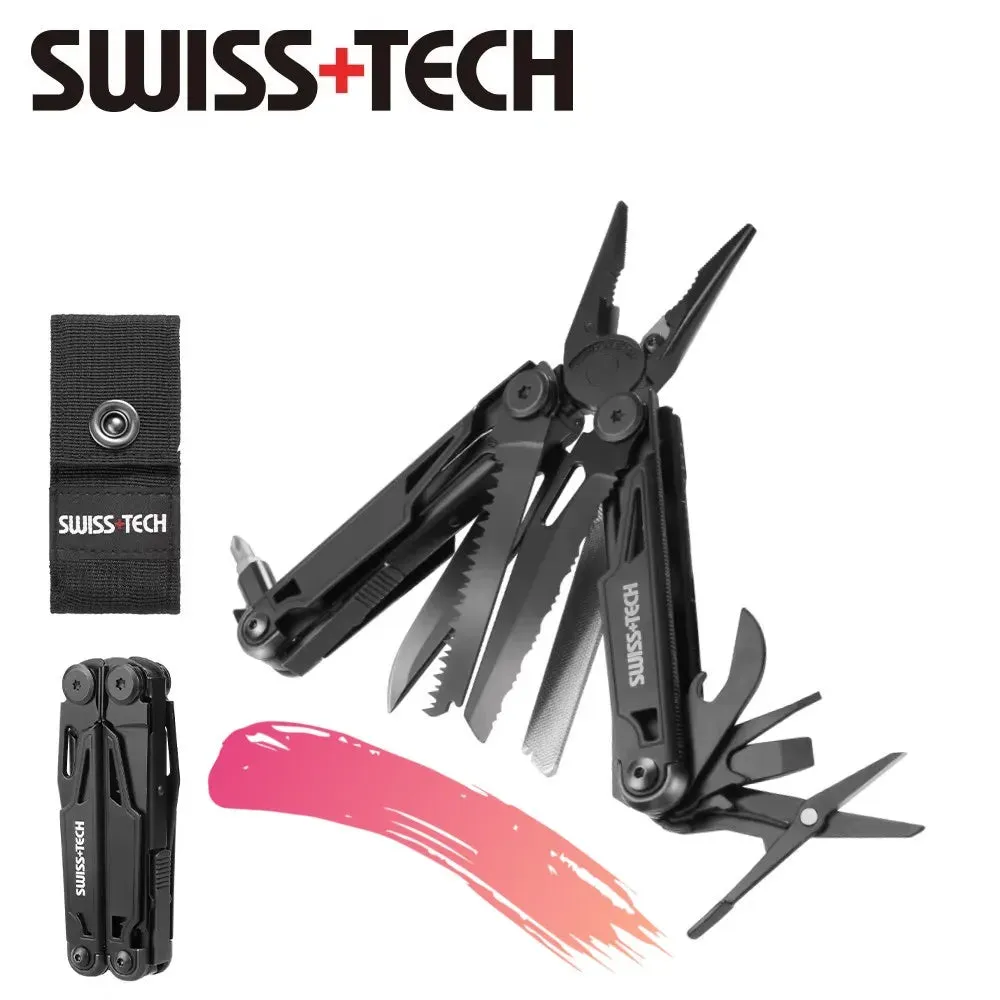 FLISSA 16-in-1 Stainless Steel Multitool Folding Pliers Compact Outdoor Tool