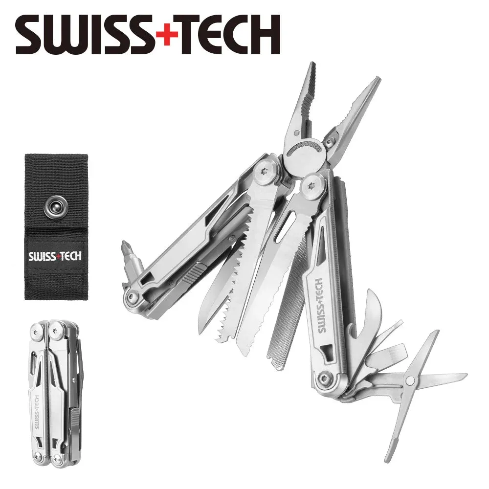 FLISSA 16-in-1 Stainless Steel Multitool Folding Pliers Compact Outdoor Tool