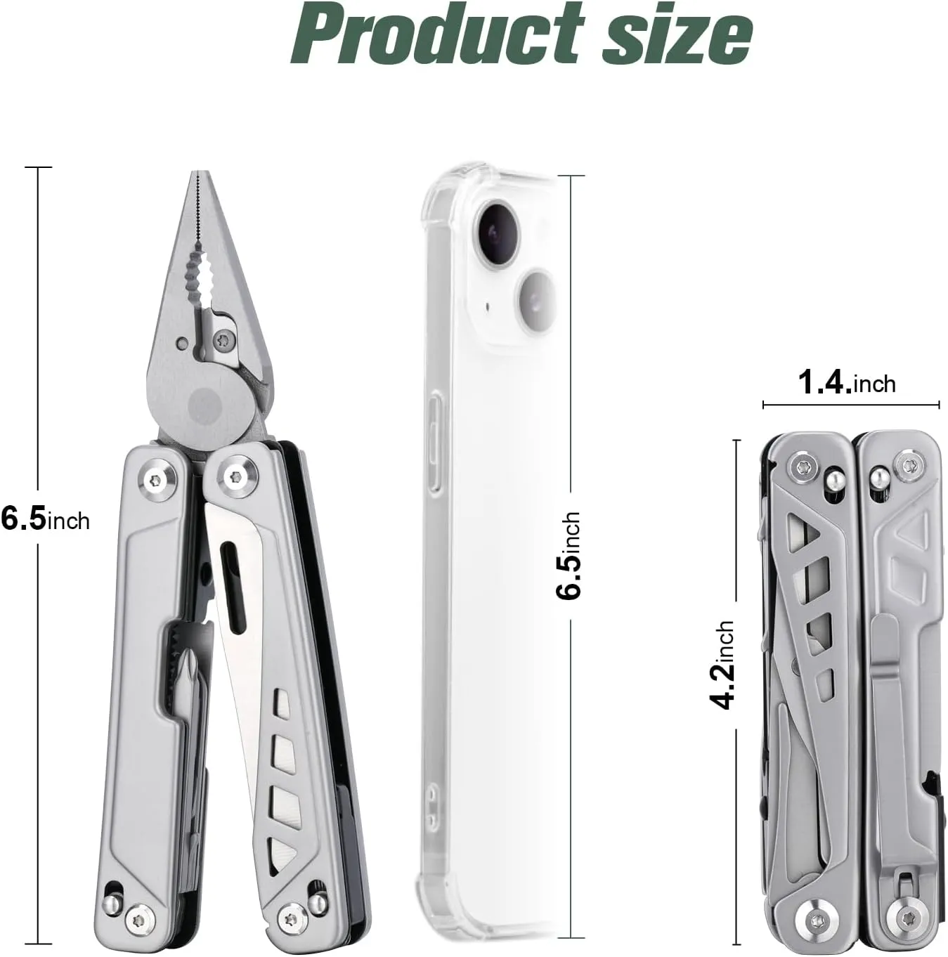 FLYHOMES Multitool, 19-in-1 Multitools Pliers with Scissors, Pocket Clip, Screwdriver... Gift for men, Professional for Camping Survival Tools, Hunting, Hiking (Silver)