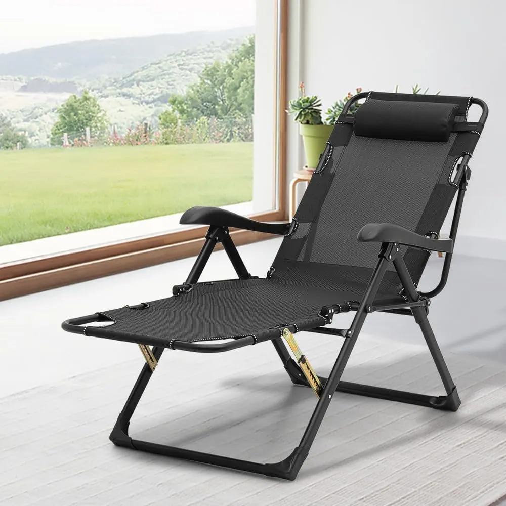 Foldable Adjustable Zero Gravity Chair Lounge Chair Reclining Chaise Camping Cot