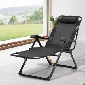 Foldable Adjustable Zero Gravity Chair Lounge Chair Reclining Chaise Camping Cot