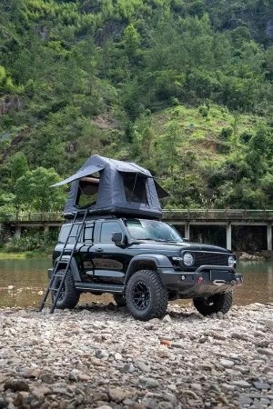 Foldable Amphibious Inflatable Car Roof Top Tent for Adventurous Camping, Quick Setup for 2-3 People, Black