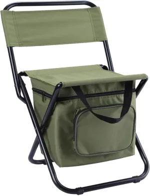 Foldable Camping Chair with Cooler Bag,Backpack Cooler Chair Fishing Chair, Lightweight Backrest Stool Compact Folding Chair Seat Foldable Camp Chair for Picnic,Fishing,Traveling,B
