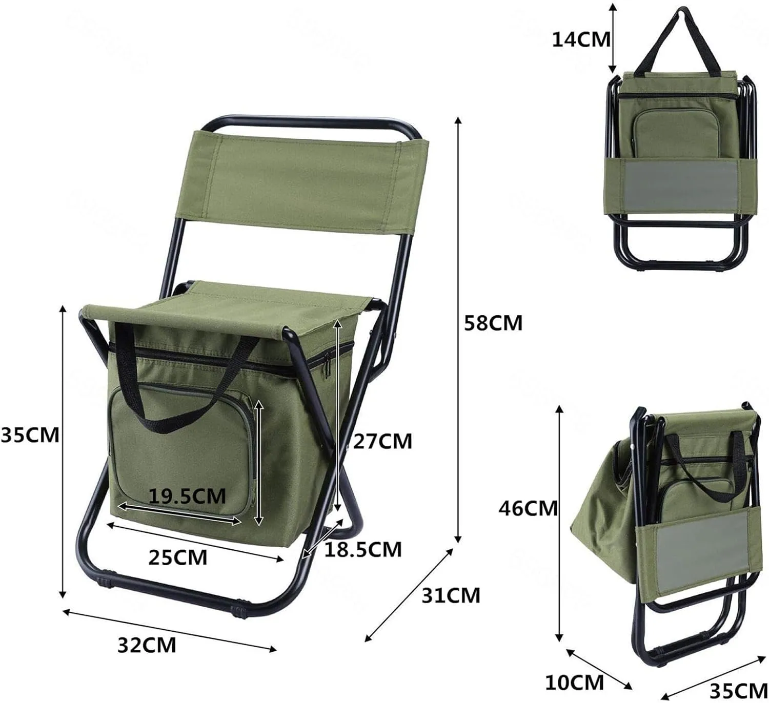Foldable Camping Chair with Cooler Bag,Backpack Cooler Chair Fishing Chair, Lightweight Backrest Stool Compact Folding Chair Seat Foldable Camp Chair for Picnic,Fishing,Traveling,B