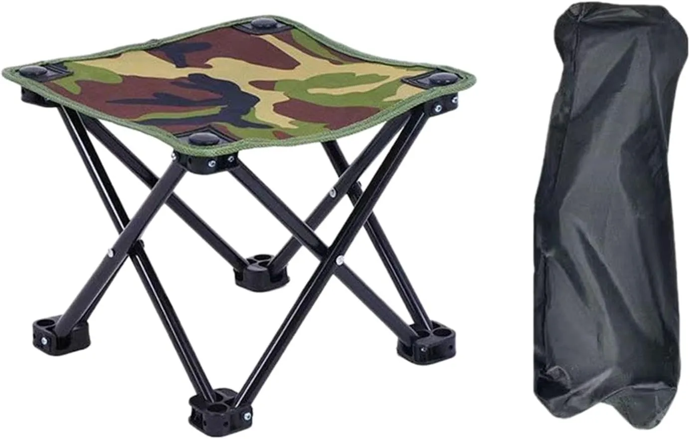 Foldable Camping Stool Fishing Chair Seat with Storage Bag Heavy Duty Outdoor Foot Stool for Travel Picnic Outdoor Activities