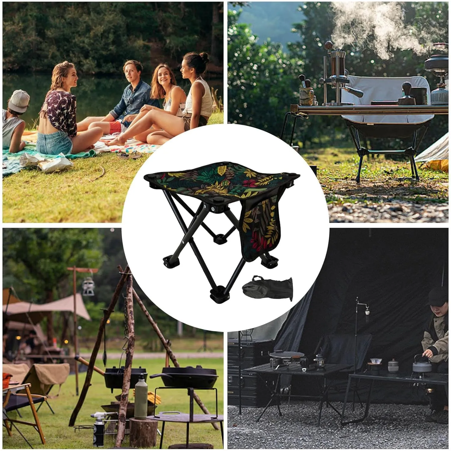 Foldable Outdoor Chairs - Folding Seat, Lightweight Camp | Portable Heavy Duty Chair for Backpacking Hiking Fishing Sports Picnic Lawn Storage Bag Travel Beach Hunting BBQ Festival Gear