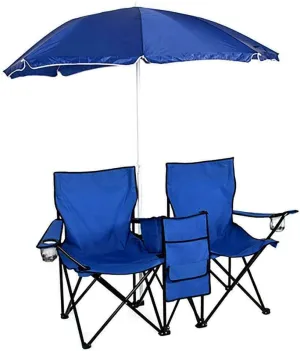 Foldable Picnic Beach Camping Double Chair Umbrella Table Cooler Fishing Fold Up