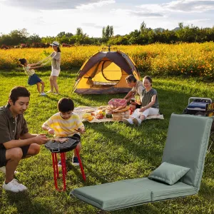Foldable Portable Chair with Adjustable Recliner for Outdoor Travel, Lightweight Design, Includes Carry Bag, Light Green