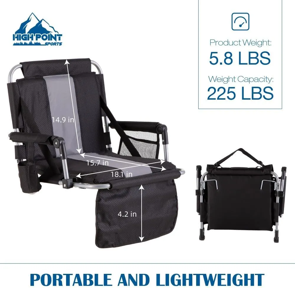 Foldable Stadium Seat Portable Folding Stadium Chairs Padded Bleacher Seat Cushion Bleacher Chair with Armrest and Cup Holder