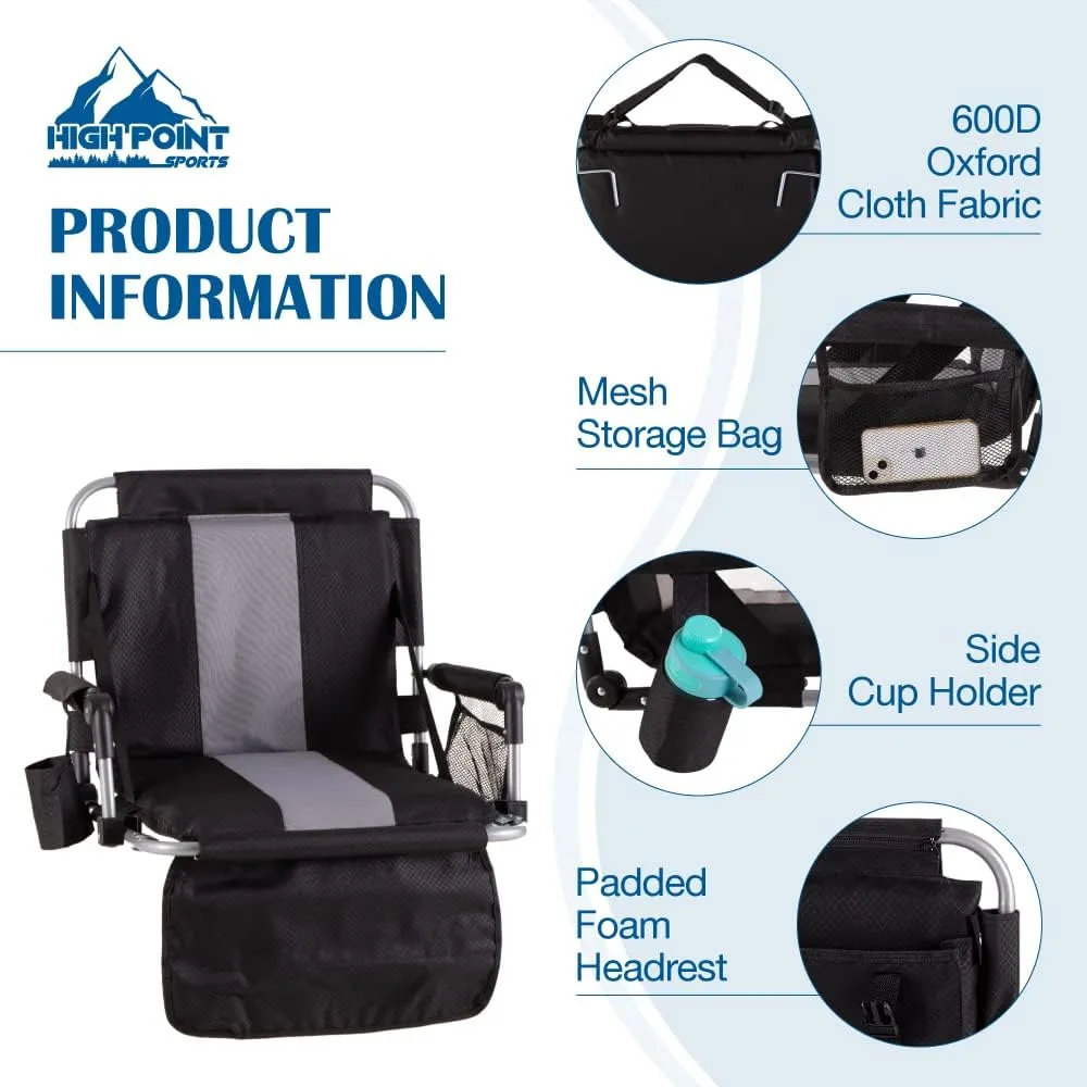 Foldable Stadium Seat Portable Folding Stadium Chairs Padded Bleacher Seat Cushion Bleacher Chair with Armrest and Cup Holder