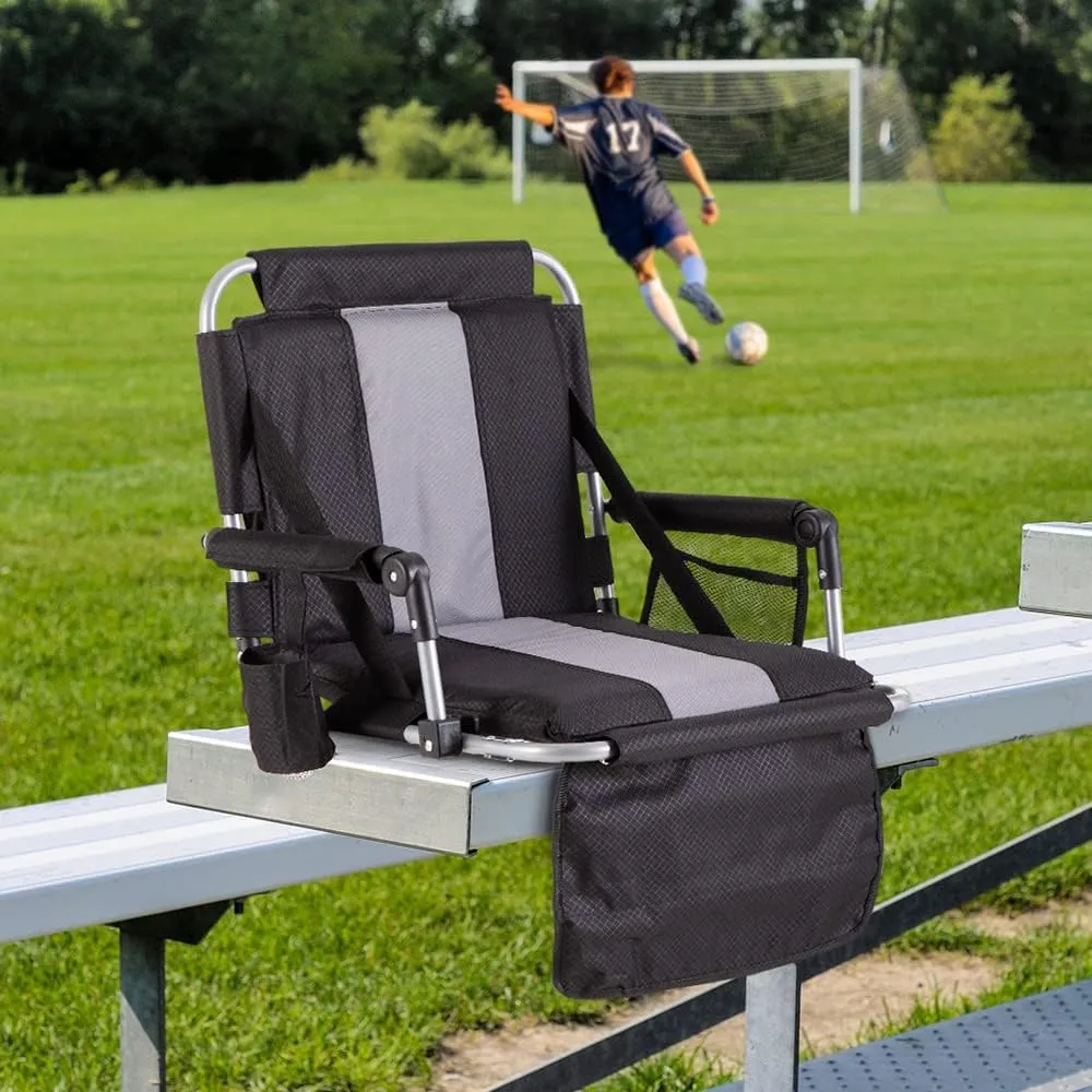 Foldable Stadium Seat Portable Folding Stadium Chairs Padded Bleacher Seat Cushion Bleacher Chair with Armrest and Cup Holder