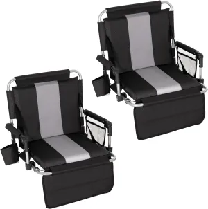 Foldable Stadium Seat Portable Folding Stadium Chairs Padded Bleacher Seat Cushion Bleacher Chair with Armrest and Cup Holder