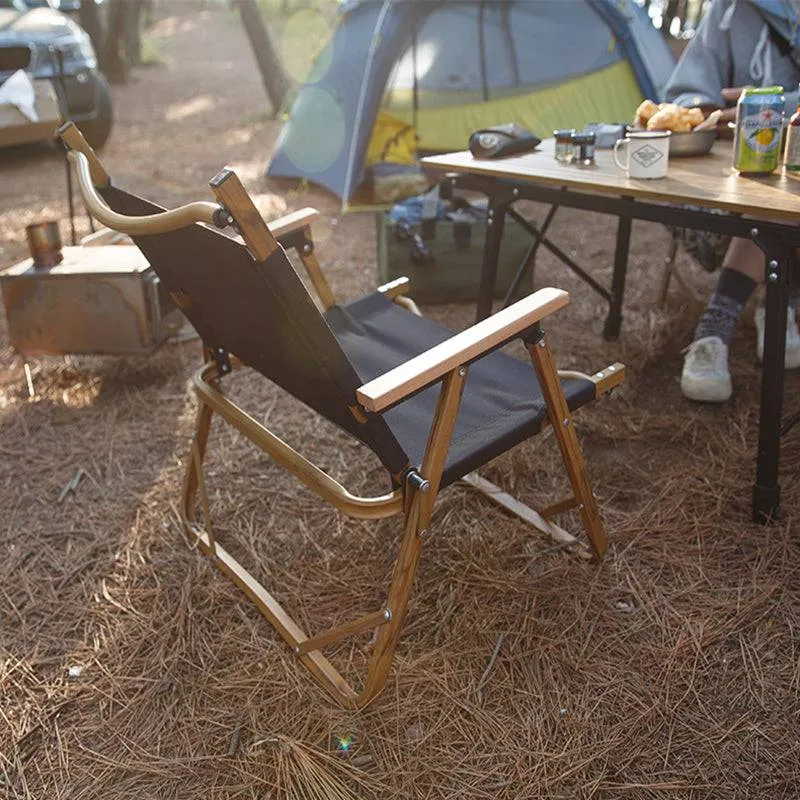 Foldable Wooden Grain Aluminum Camping Chair
