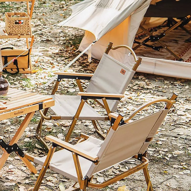 Foldable Wooden Grain Aluminum Camping Chair