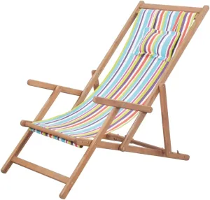 Folding Beach Chair Fabric and Wooden Frame MulticolorDurable and Comfortable Outdoor Chairs for Relaxing in The Garden or Patio
