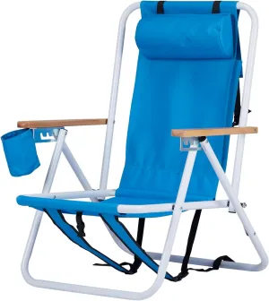 Folding Beach Chair with 350LBS Capacity, Portable Backpack Chair with 4 Position Reclining for Pool, Patio, Outdoor Concert Travel and Camping(Blue-1 Pack)
