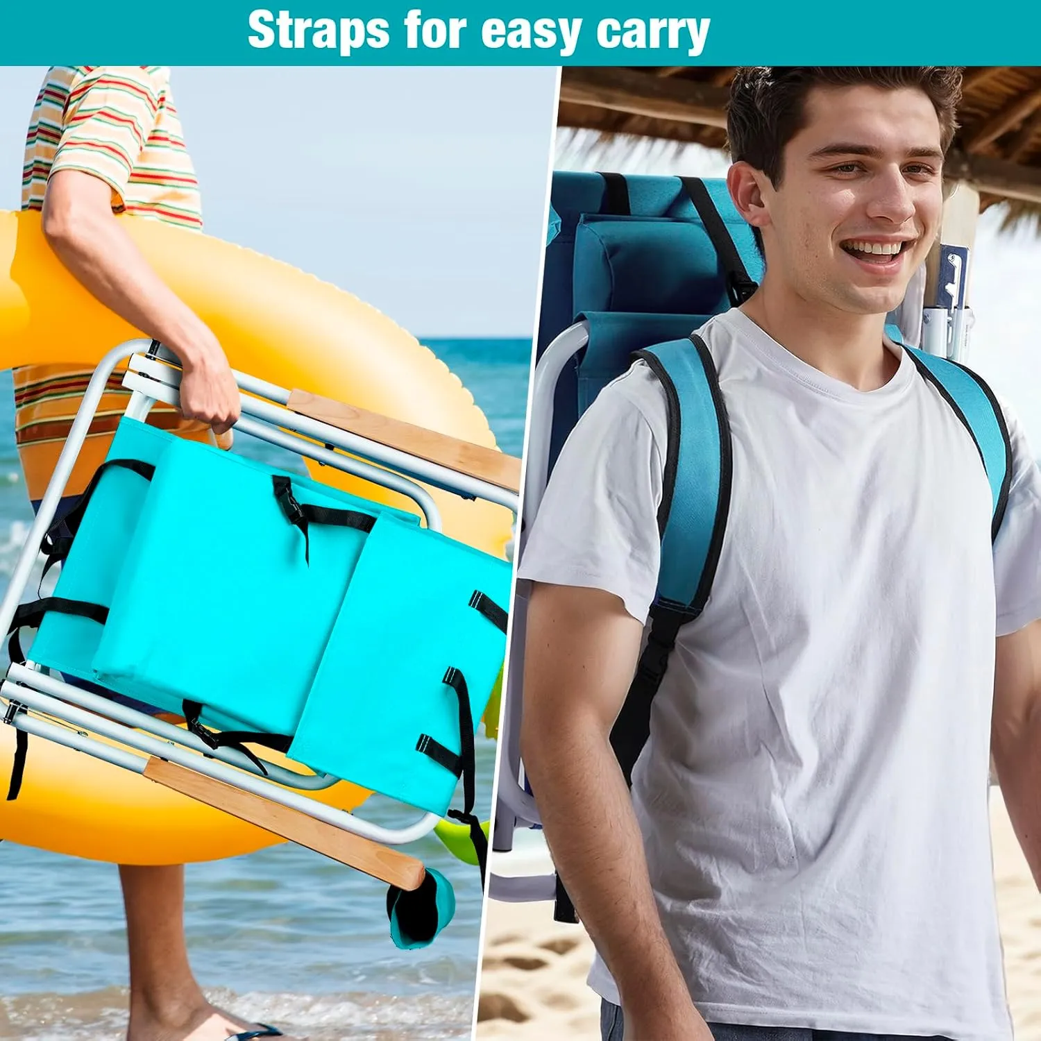 Folding Beach Chair with 350LBS Capacity, Portable Backpack Chair with 4 Position Reclining for Pool, Patio, Outdoor Concert Travel and Camping(Mint Green-1 Pack)