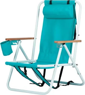 Folding Beach Chair with 350LBS Capacity, Portable Backpack Chair with 4 Position Reclining for Pool, Patio, Outdoor Concert Travel and Camping(Mint Green-1 Pack)