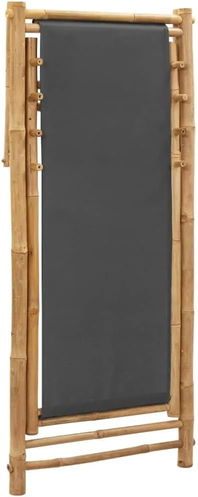Folding Beach Chairs Heavy Duty Beach chairsDeck Chair Bamboo and Canvas Dark GraySuitable for Garden Patio Living Room