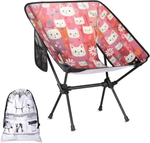 Folding Camping Chair Lovely Cats Camping Chairs Lightweight Portable Chair Outdoor Foldable Chairs for Camping Travel Picnic Beach Hiking